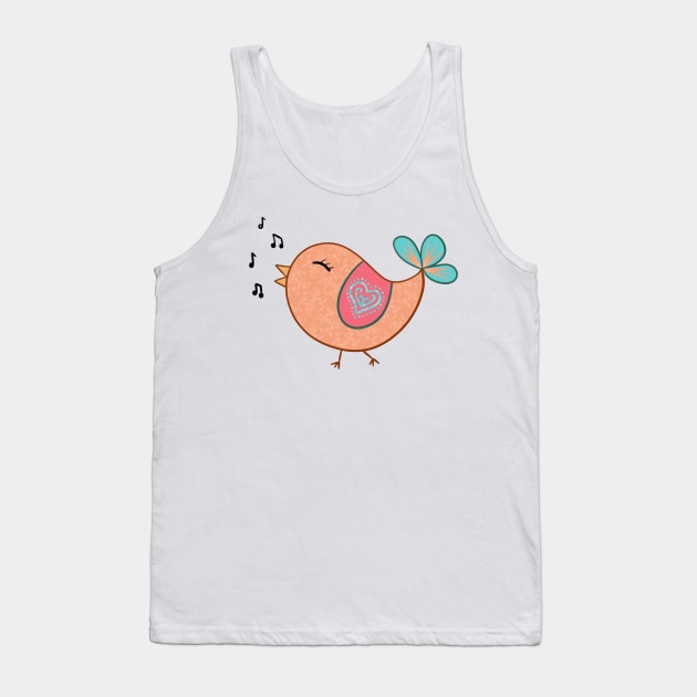 Orange Doodle Bird Tank Top by seeannadraw